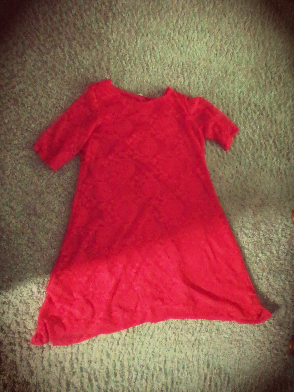 Olivia Matthews Red Asymmetrical Lace A-Line Dress